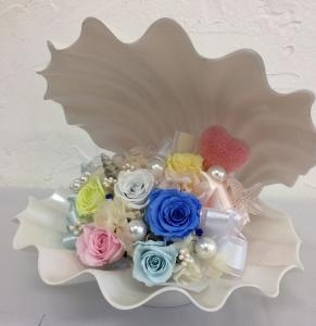 新作プリザーブドフラワー(シェル型)できました。｜「ハナコー生花」　（三重県志摩市の花キューピット加盟店 花屋）のブログ